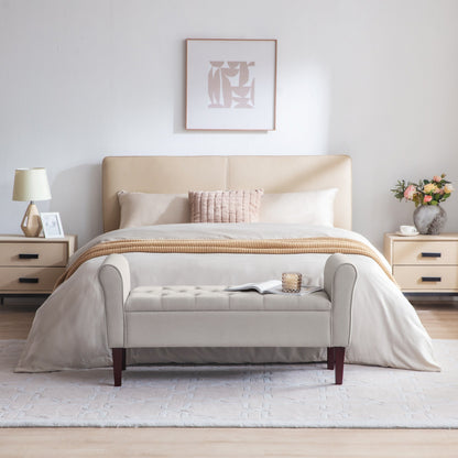 Banc de rangement capitonné, banc avec accoudoirs, banc d'entrée avec couvercle rabattable, 50,4 pouces.