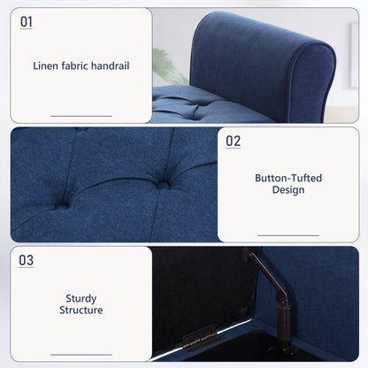 Banc de rangement capitonné, banc avec accoudoirs, banc d'entrée avec couvercle rabattable, 50,4 pouces.