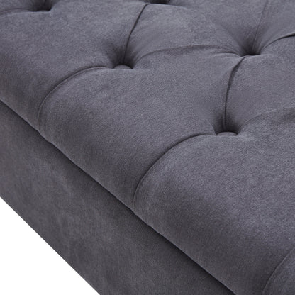 Banc de rangement capitonné, banc avec accoudoirs, banc d'entrée avec couvercle rabattable, 50,4 pouces.