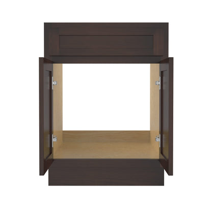 Meuble-lavabo de salle de bain Vanity Art en bois massif, 60 cm (24 pouces), avec lavabo simple.
