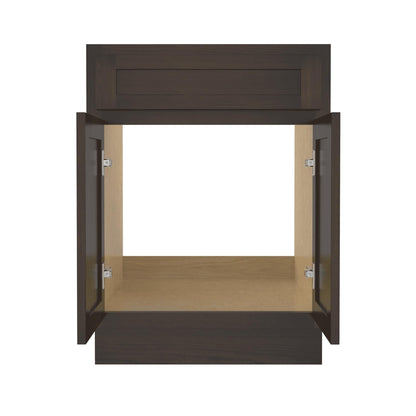 Meuble-lavabo de salle de bain Vanity Art en bois massif, 60 cm (24 pouces), avec lavabo simple.