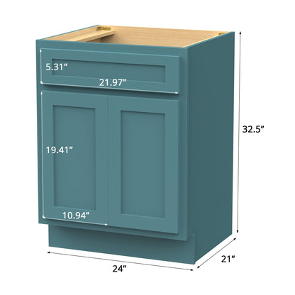 Meuble-lavabo de salle de bain Vanity Art en bois massif, 60 cm (24 pouces), avec lavabo simple.