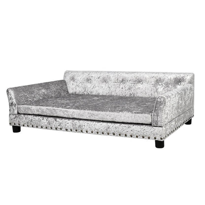 Couchon pour animal de compagnie en velours capitonné, recouvert de velours et doté d'un coussin amovible.