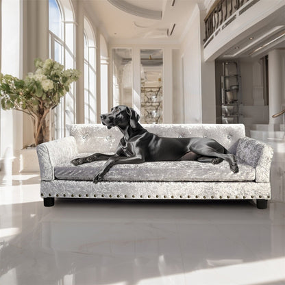 Couchon pour animal de compagnie en velours capitonné, recouvert de velours et doté d'un coussin amovible.