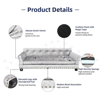 Couchon pour animal de compagnie en velours capitonné, recouvert de velours et doté d'un coussin amovible.