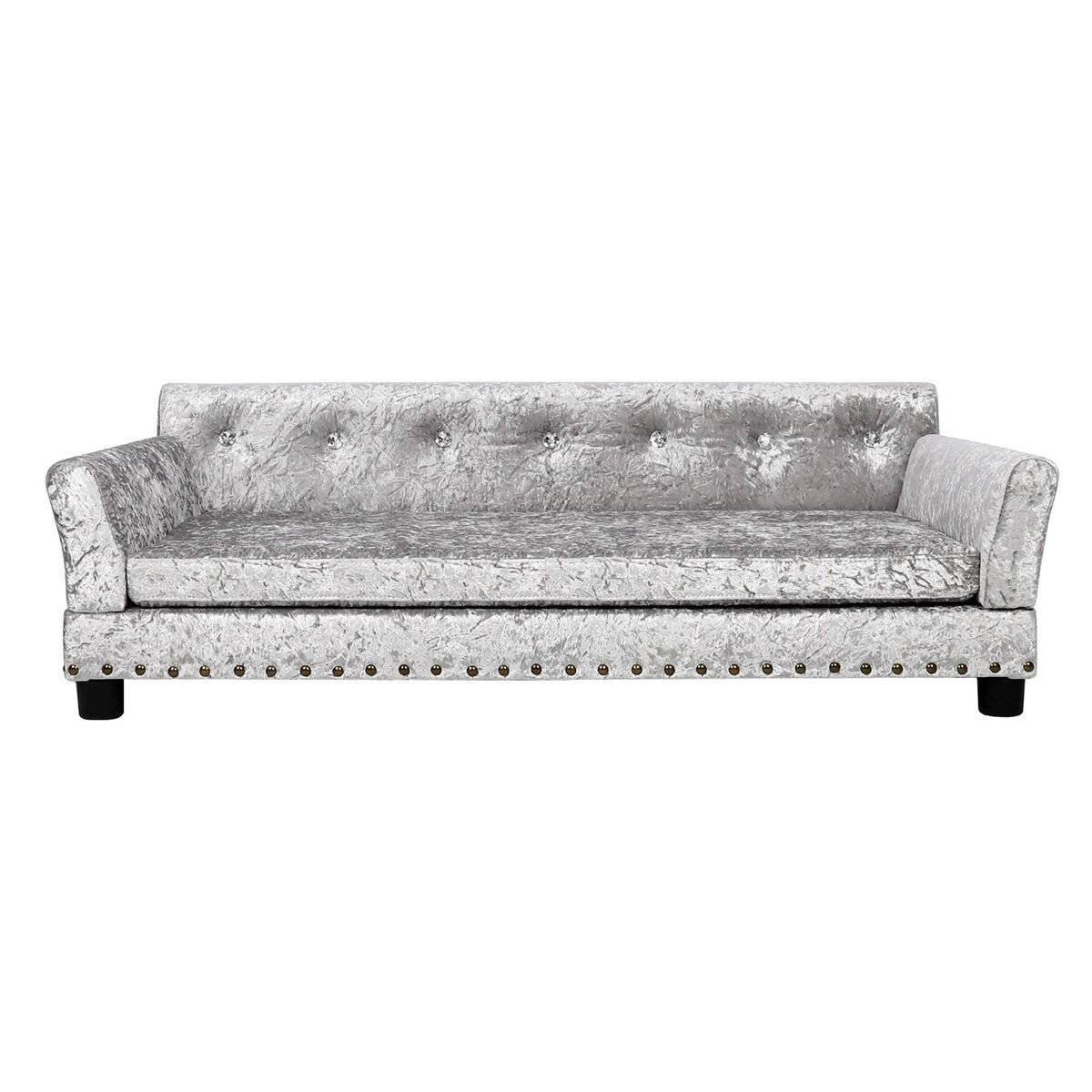 Couchon pour animal de compagnie en velours capitonné, recouvert de velours et doté d'un coussin amovible.