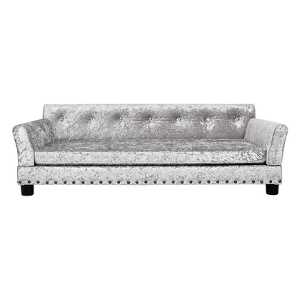 Couchon pour animal de compagnie en velours capitonné, recouvert de velours et doté d'un coussin amovible.