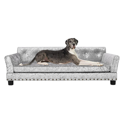 Couchon pour animal de compagnie en velours capitonné, recouvert de velours et doté d'un coussin amovible.