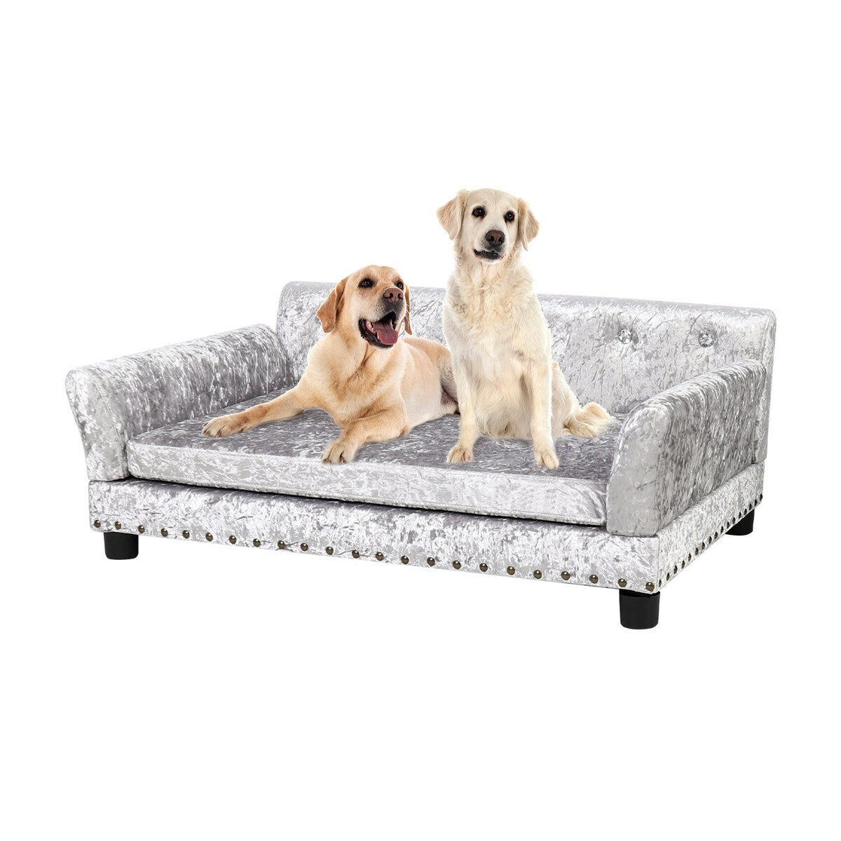 Couchon pour animal de compagnie en velours capitonné, recouvert de velours et doté d'un coussin amovible.