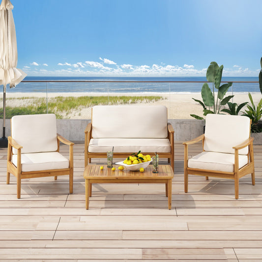 Salon de jardin Willowbrook en acacia, 4 places, de Christopher Knight Home