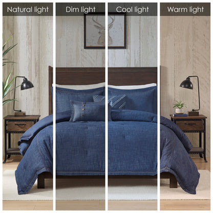 Ensemble de couette en jean Perry Blue surdimensionné et surrempli de Woolrich
