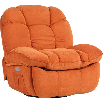 Fauteuil inclinable pivotant XINMICS, fauteuil inclinable oscillant massant avec chauffage, USB, USB-C et poche latérale