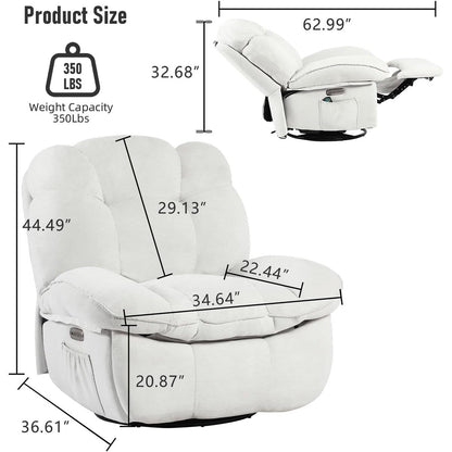 Fauteuil inclinable pivotant XINMICS, fauteuil inclinable oscillant massant avec chauffage, USB, USB-C et poche latérale