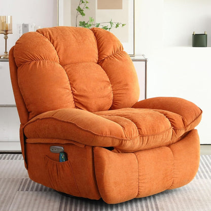 Fauteuil inclinable pivotant XINMICS, fauteuil inclinable oscillant massant avec chauffage, USB, USB-C et poche latérale
