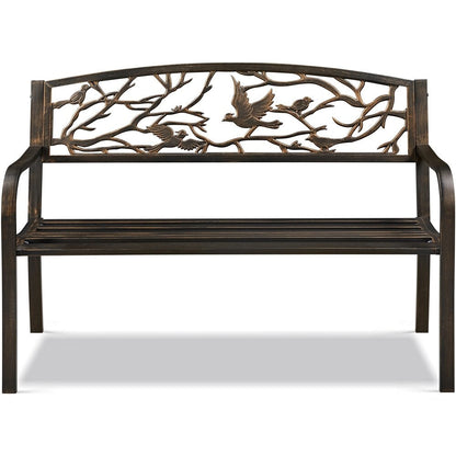Yaheetech Banc de jardin de patio pour extérieur, chaise de porche en métal - N/A