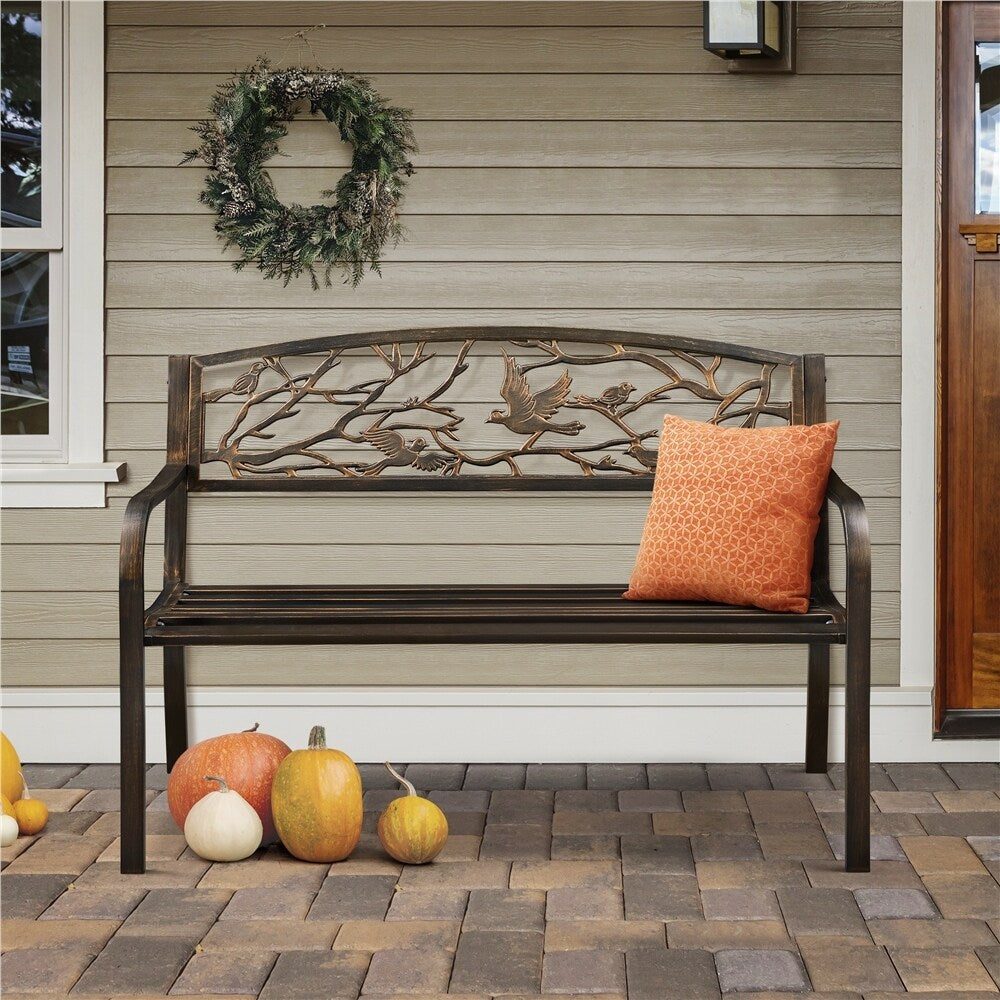 Yaheetech Banc de jardin de patio pour extérieur, chaise de porche en métal - N/A