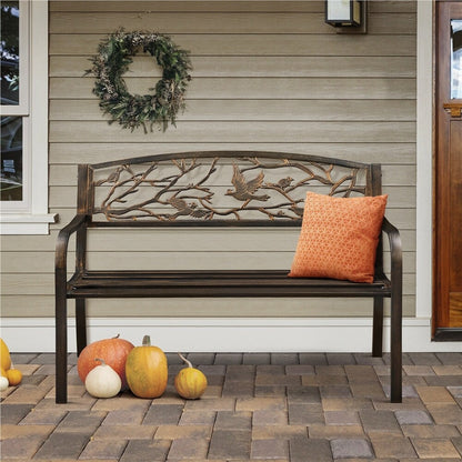 Yaheetech Banc de jardin de patio pour extérieur, chaise de porche en métal - N/A