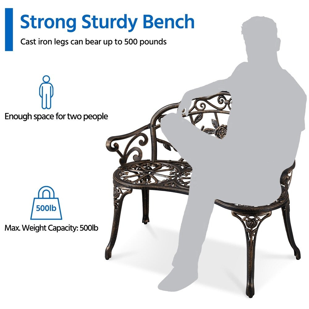 Yaheetech Banc extérieur en métal pour terrasse, parc, jardin - N/A