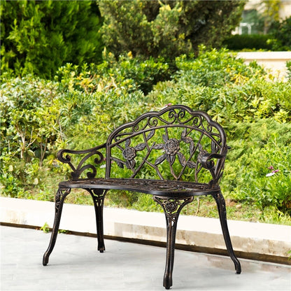Yaheetech Banc extérieur en métal pour terrasse, parc, jardin - N/A