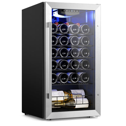 Yeego Réfrigérateur à vin mini-bar autoportant à 1 zone et 27 bouteilles de 17 pouces - 16,9 pouces