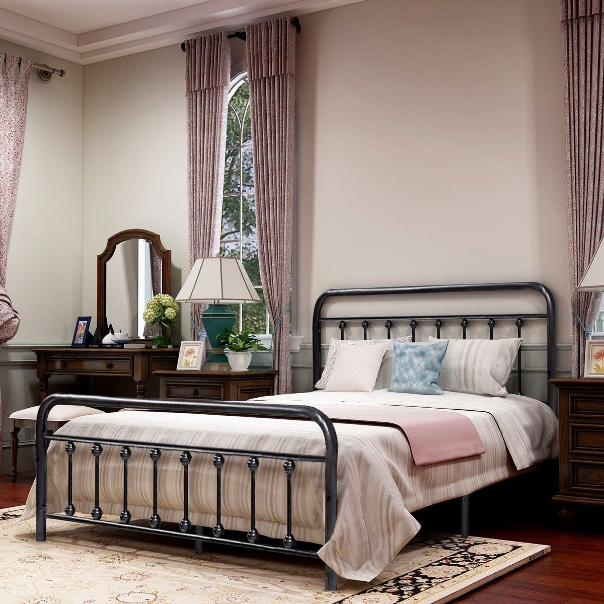 Cadre de lit plateforme en métal simple et vintage, facile à assembler, de Alazyhome