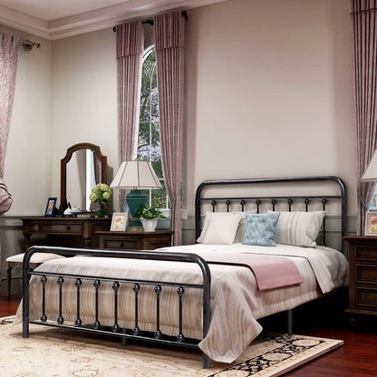 Cadre de lit plateforme en métal simple et vintage, facile à assembler, de Alazyhome