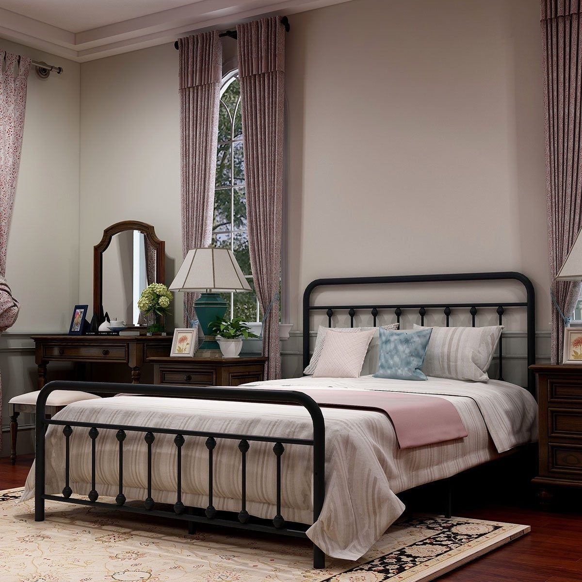 Cadre de lit plateforme en métal simple et vintage, facile à assembler, de Alazyhome