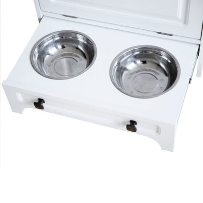 Station d'alimentation pour chien Roomfitters avec 2 gamelles surélevées, meuble de rangement basculant pour l'alimentation des animaux domestiques